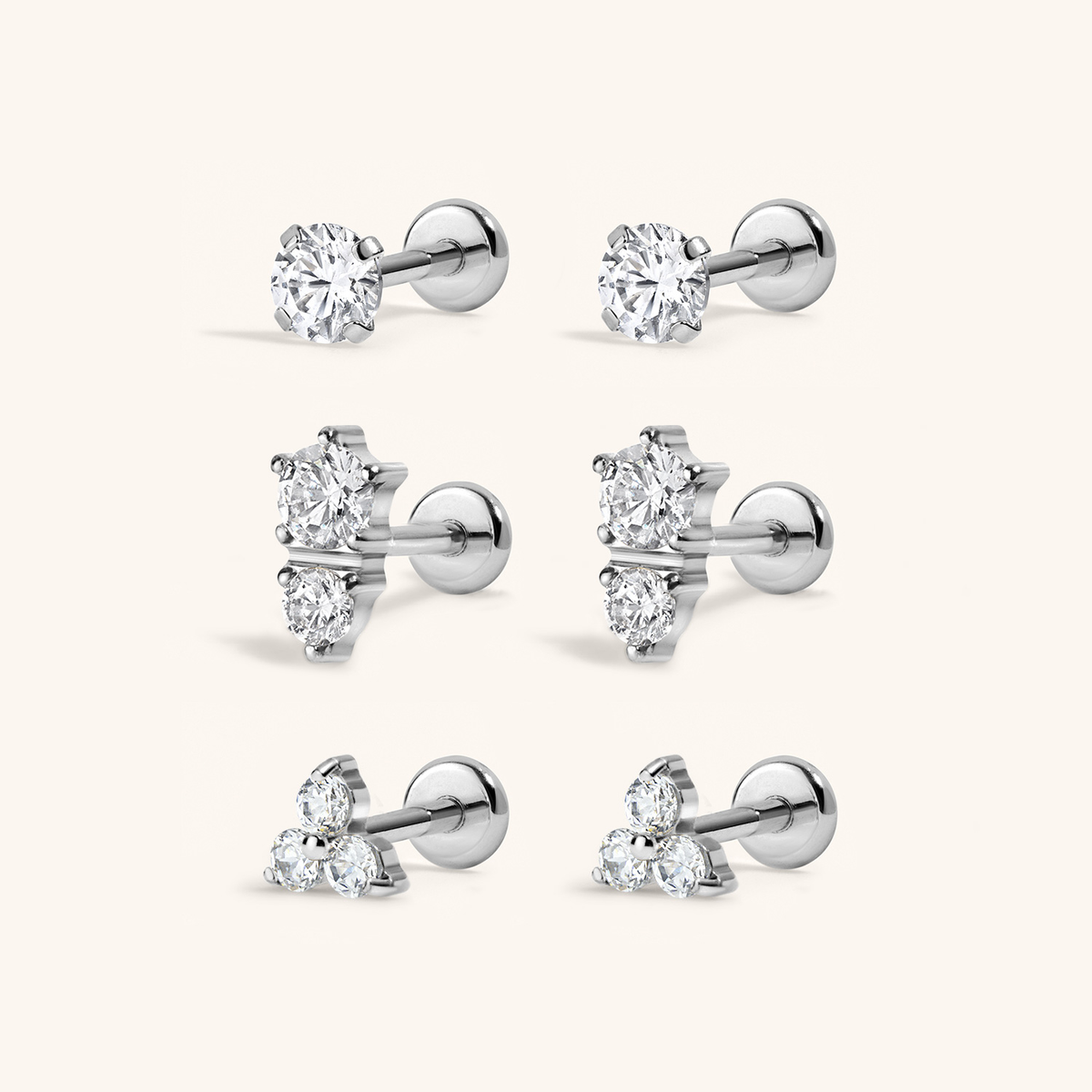 Goddess Nap Earrings Trio - Silver