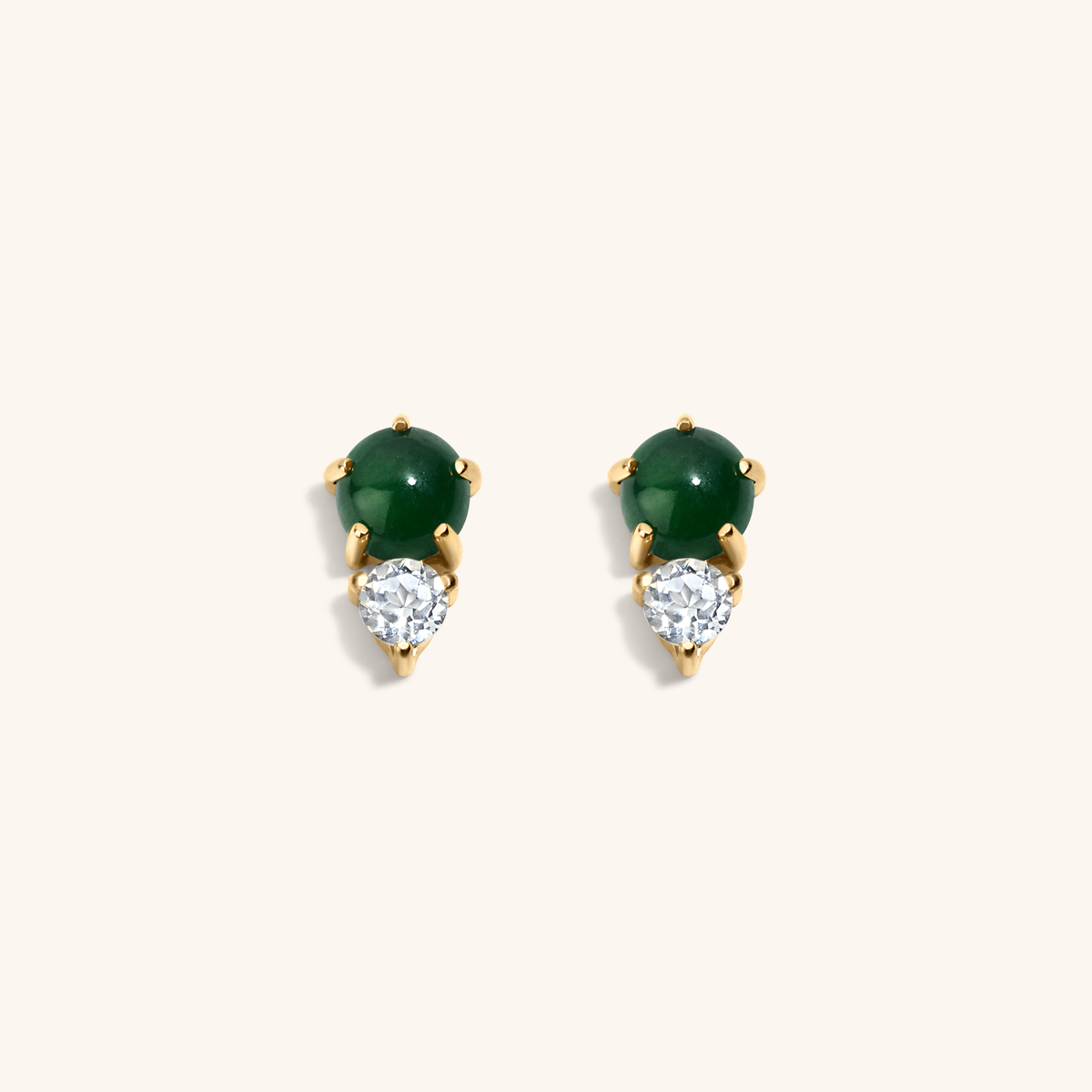Jade and White Topaz Nap Earrings  (Gold)