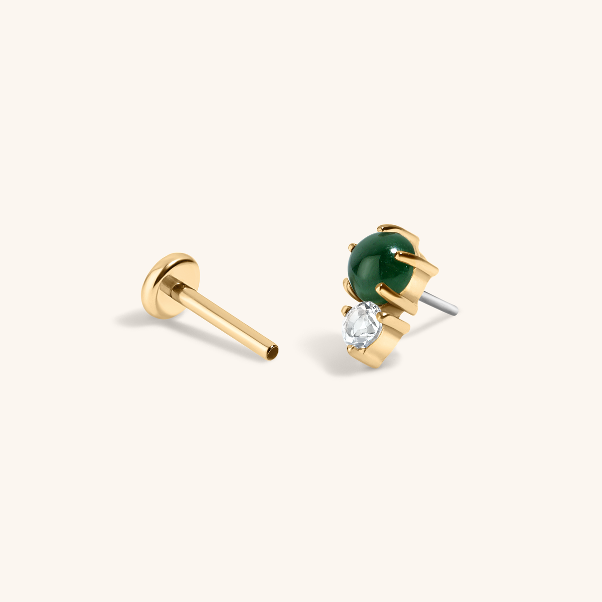 Jade and White Topaz Nap Earrings  (Gold)
