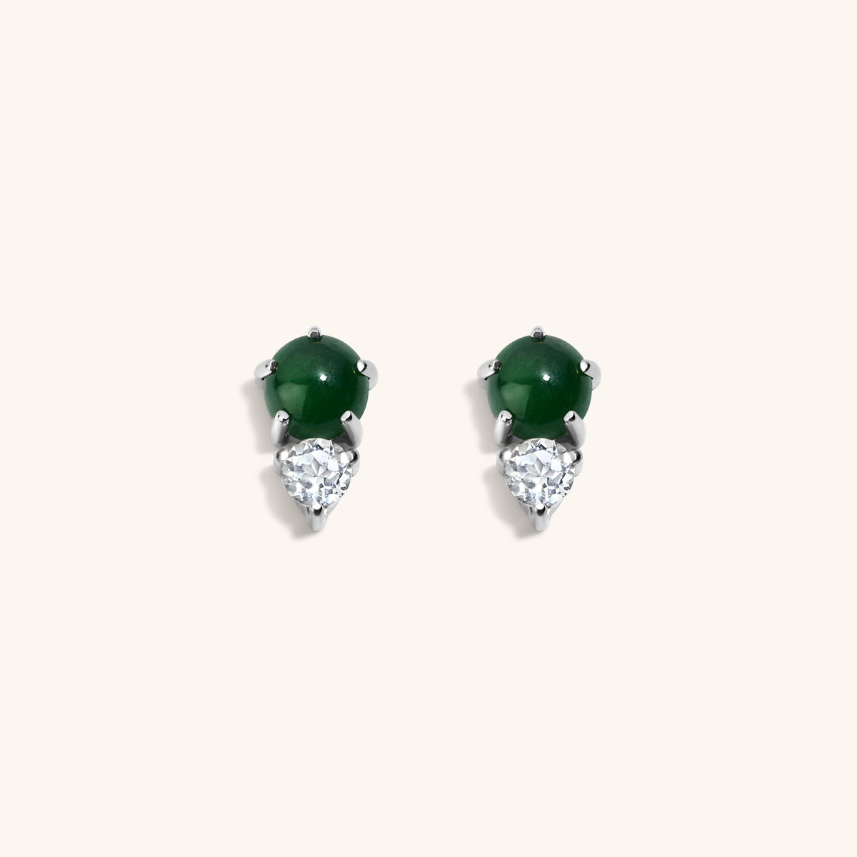 Jade and White Topaz Nap Earrings  (Silver)
