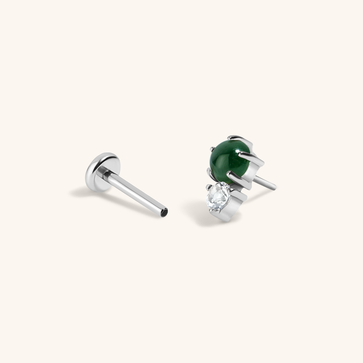 Jade and White Topaz Nap Earrings  (Silver)