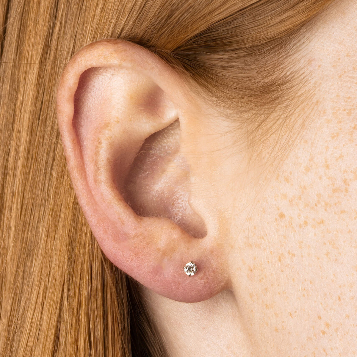 Lab Grown Diamond Nap Earrings - Gold - 0.20 TCW on model