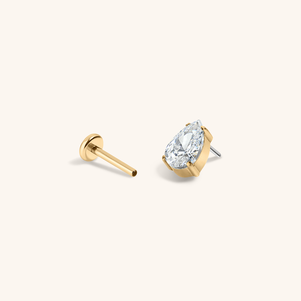 Celestial Crystal Pear Nap Earrings, 6mm (Gold)