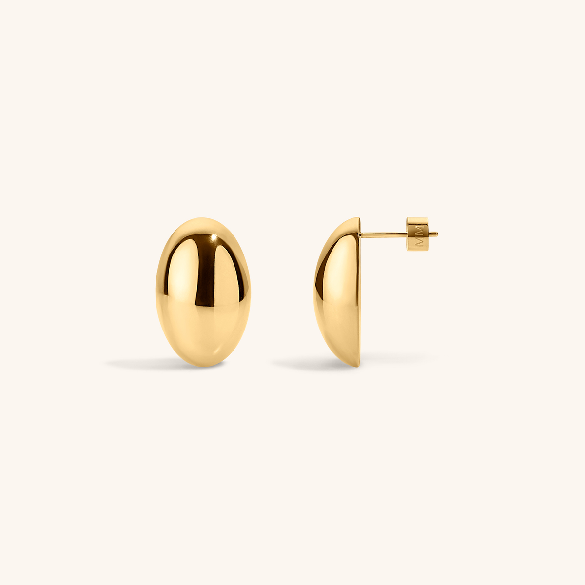 Oversized Oval Studs in Gold