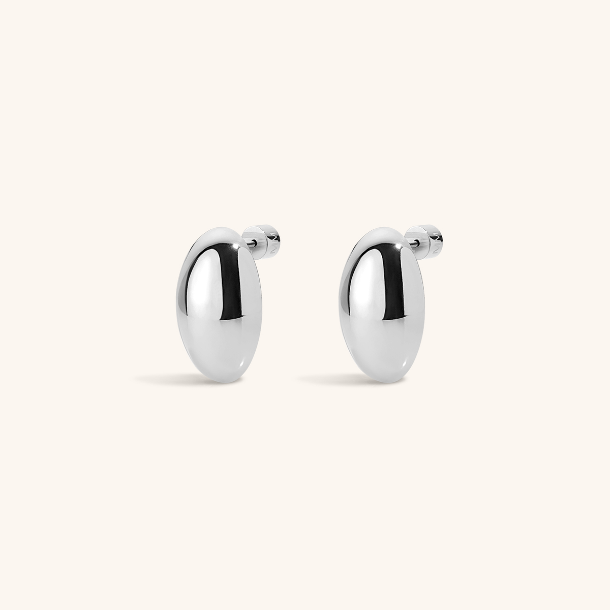 Oversized Oval Studs in Silver