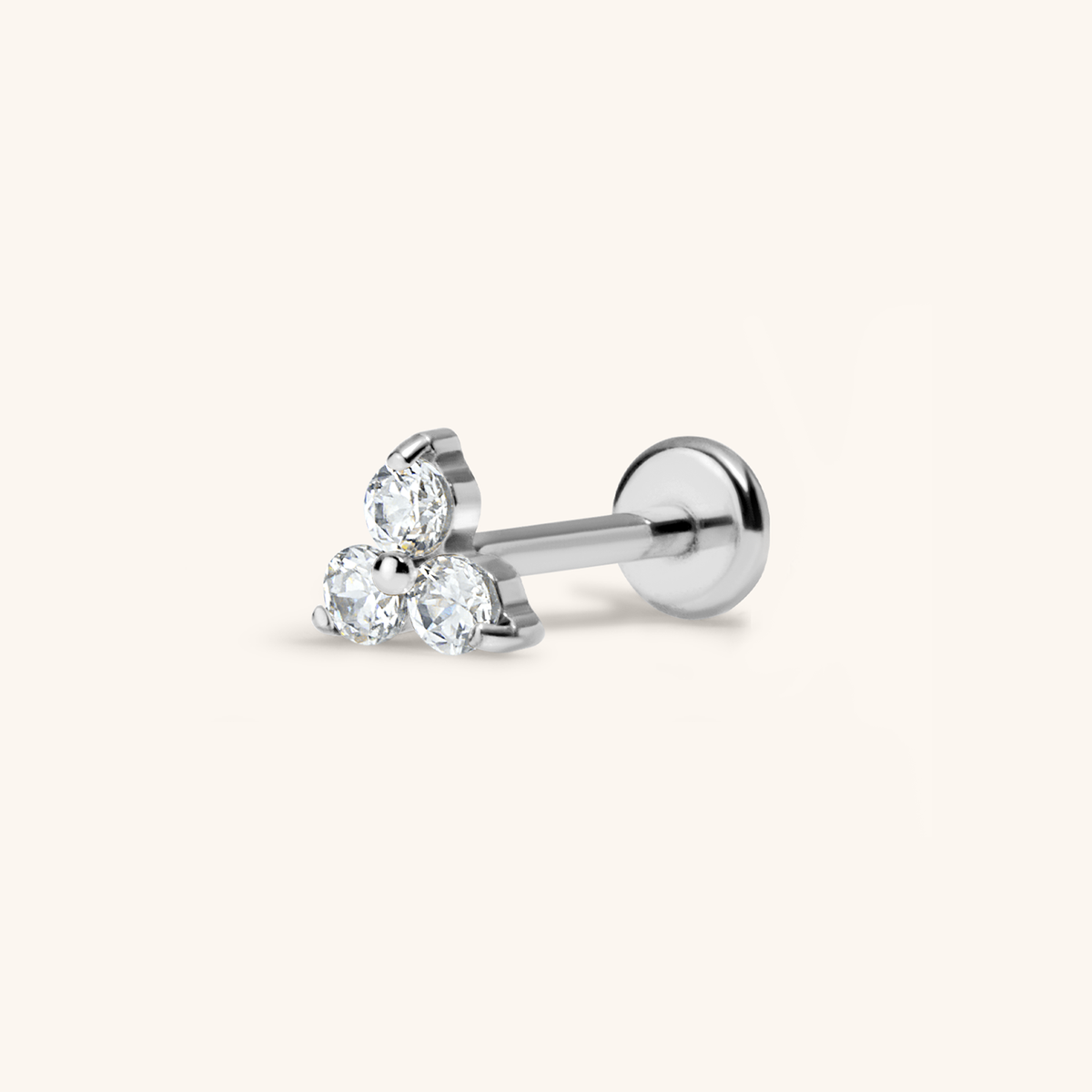 Crystal Trinity Push Pin Flat Back Earring (Titanium - Silver) 