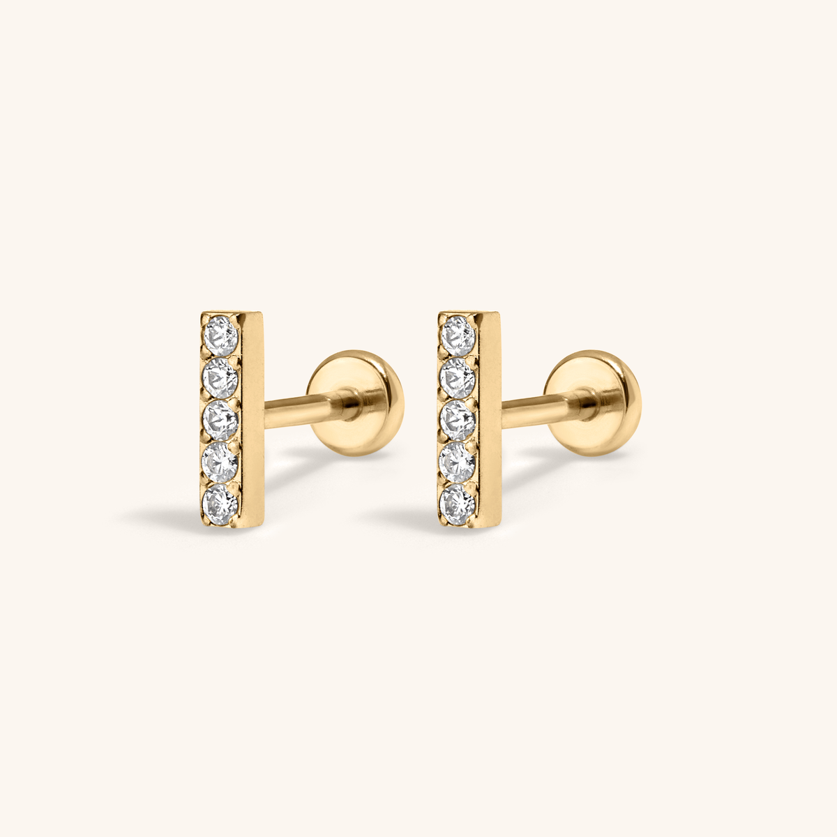 Pave Bar Nap Earrings (Gold)