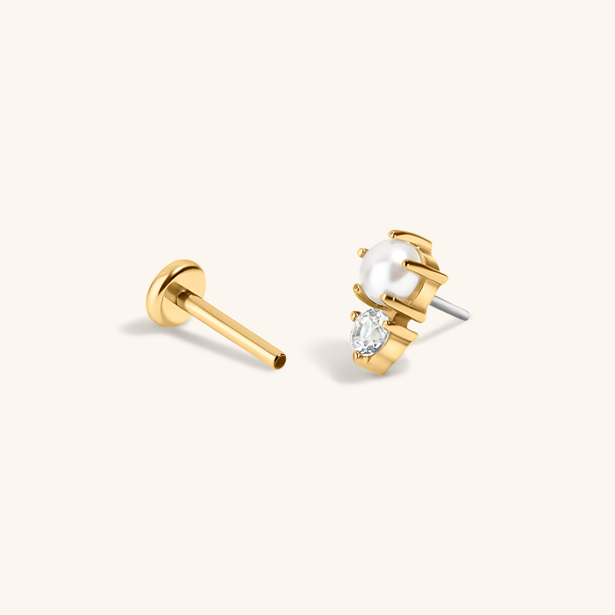 Pearl and White Topaz Nap Earrings  (Gold)