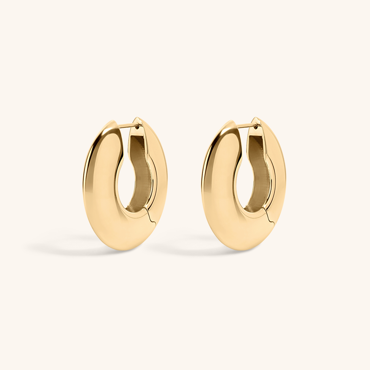 Puffy Disc Hoops - Gold