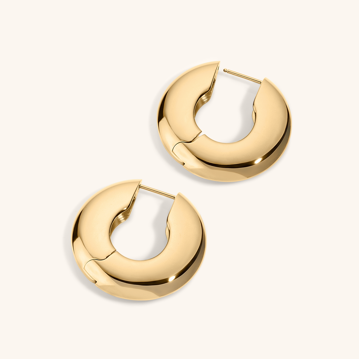 Puffy Disc Hoops - Gold
