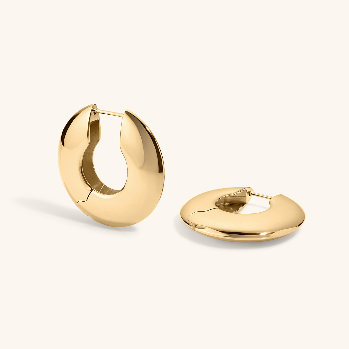 Puffy Disc Hoops - Gold