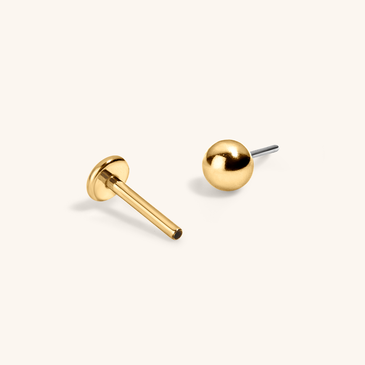 Sphere Push Pin Flat Back Earring (Titanium - Gold)