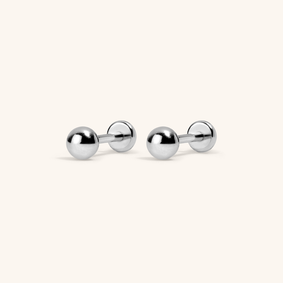 Sphere Nap Earrings, 3mm (Silver)