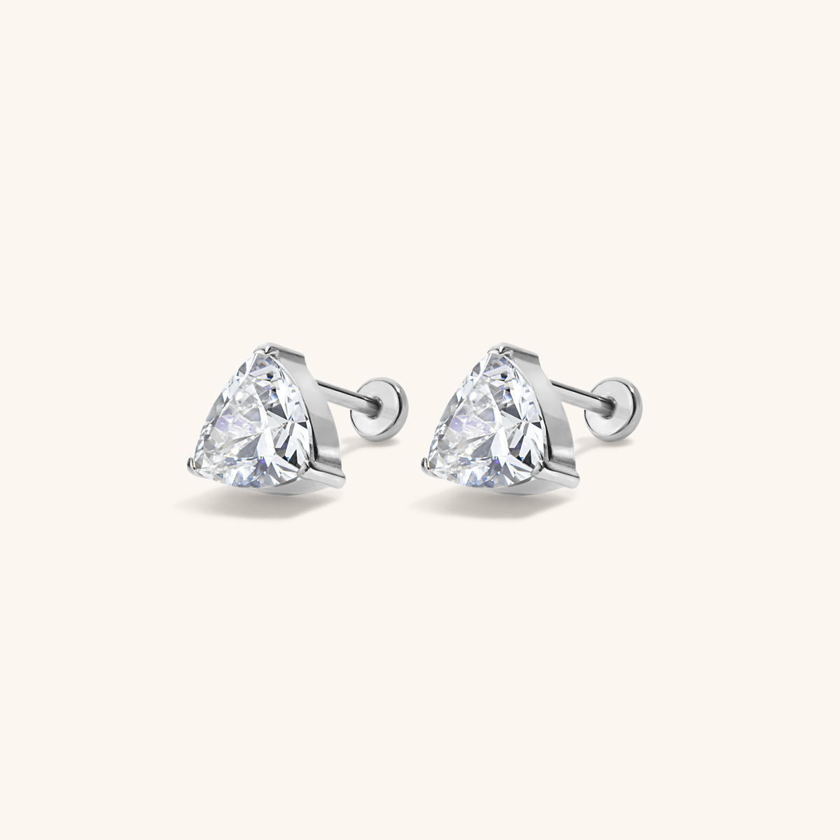 Celestial Crystal Trillion Nap Earrings - Silver