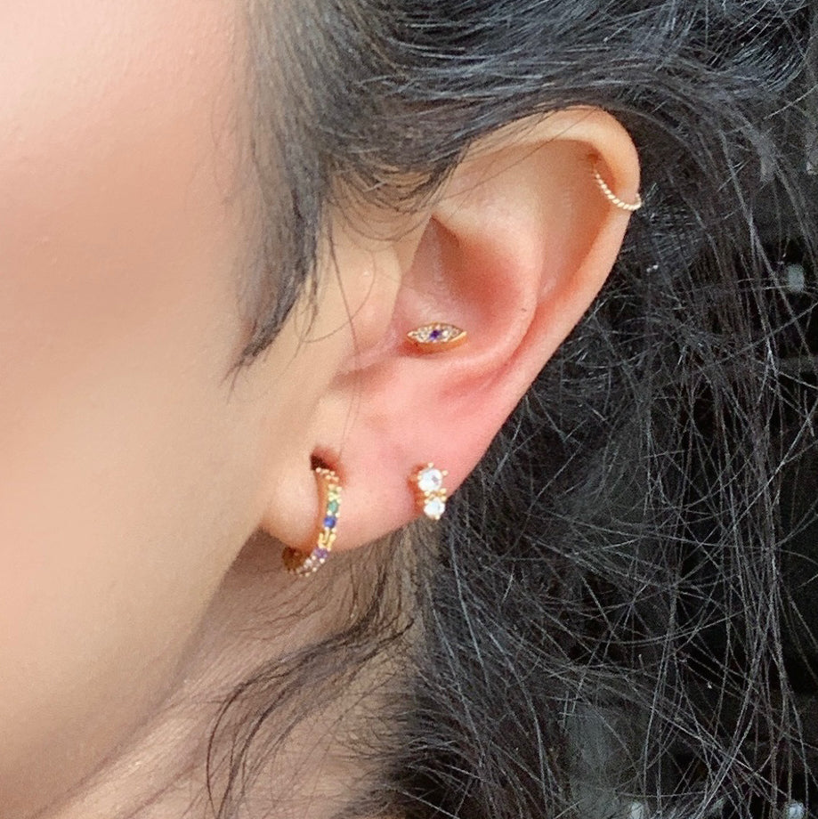 Conch piercing inspiration - Rainbow Mini Eternity Hoops