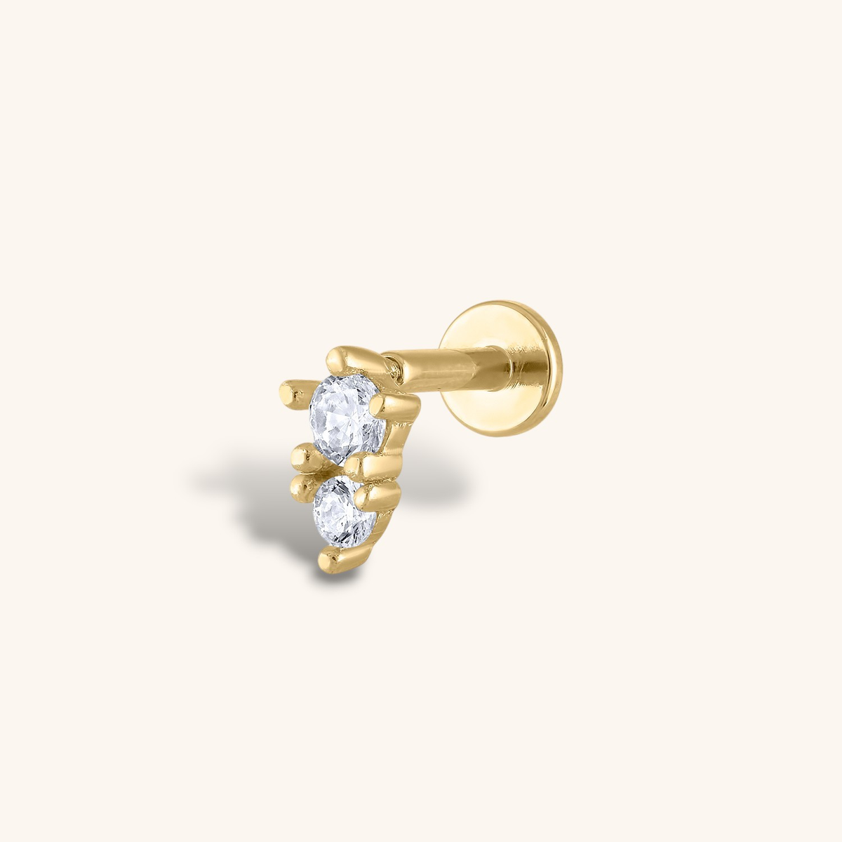 Gaia Threaded Flat Back Earring (Titanium - Gold)