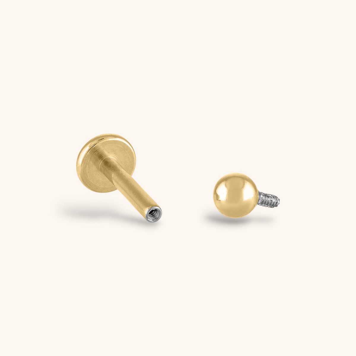 Sphere Threaded Flat Back Earring (Titanium - Gold)