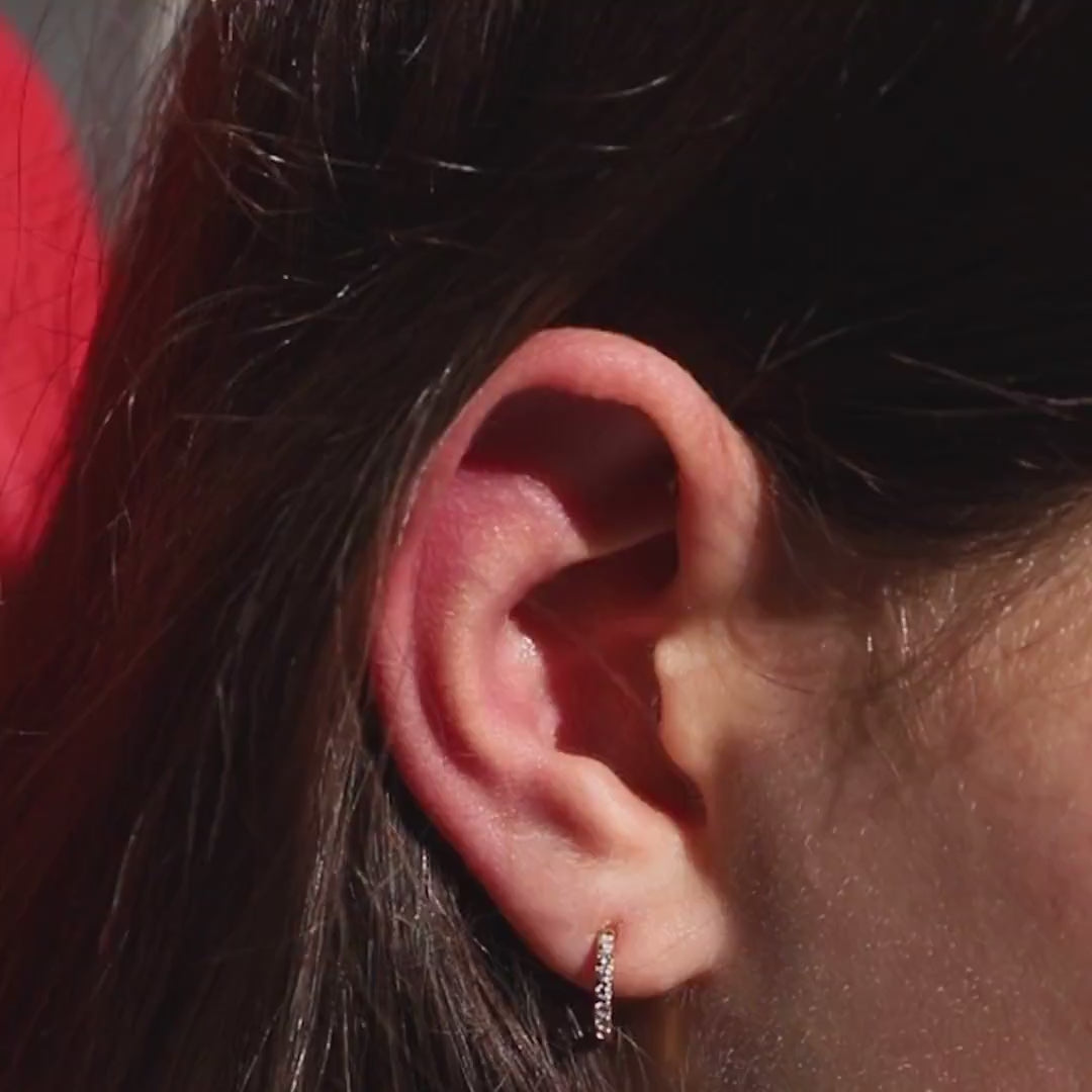 Pave Huggie Hoops, 11mm (Gold) on model video
