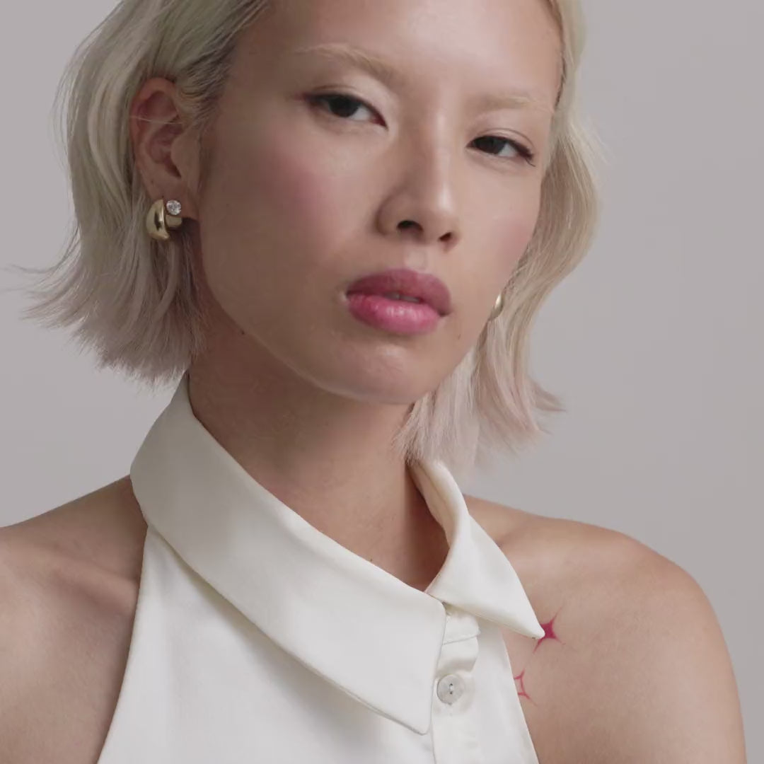 Mini Dewdrop Hoops in Gold on Model Video