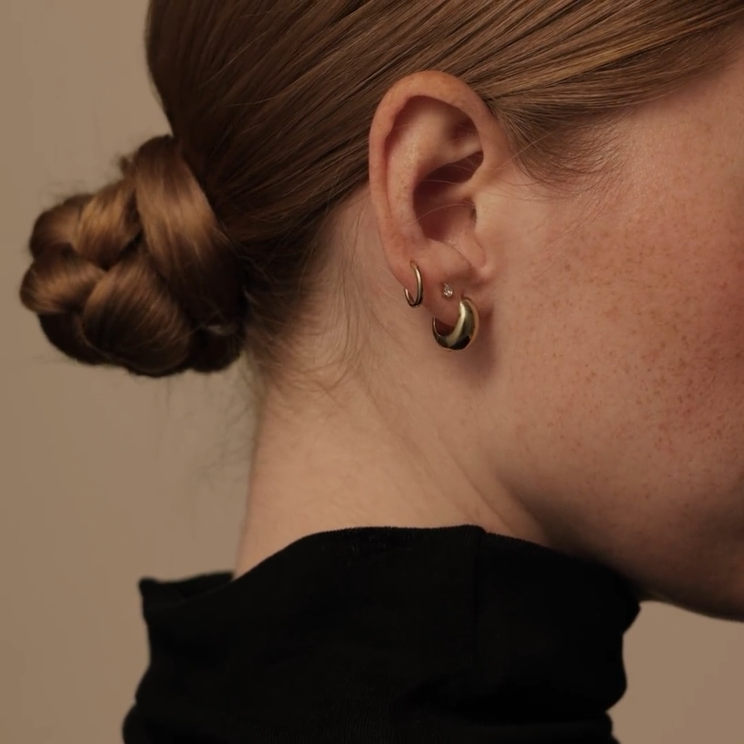 Dewdrop Huggie Hoops in Gold on Model Video