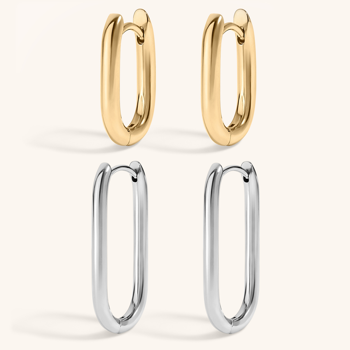 Signature Hoop Duo - Halo Oval Hoops 15mm and 23mm Mixed