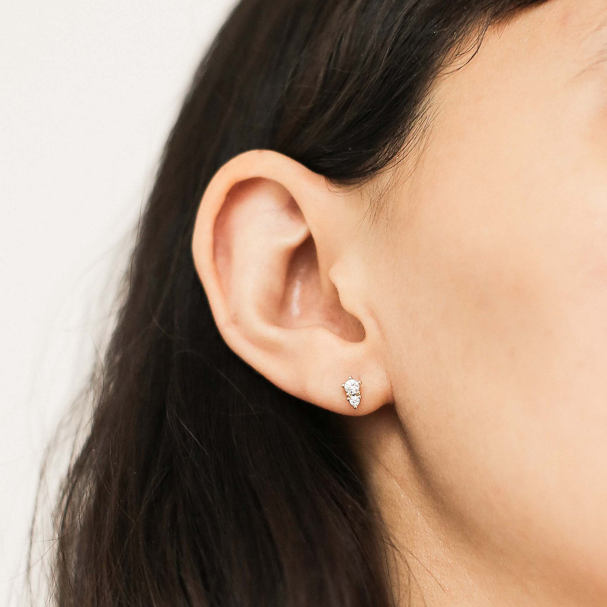 Gaia Studs in 14k Gold on model